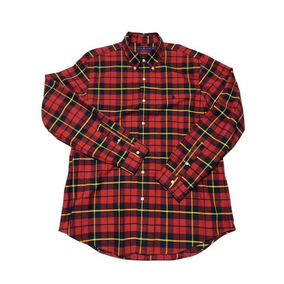 Ralph Lauren Shirt Mens Extra Large Red Plaid Classic Fit Button EUC Casual XL - Picture 1 of 8